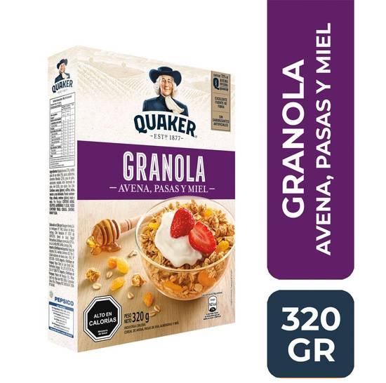 Quaker - Granola avena con miel y pasas - Caja 320 g