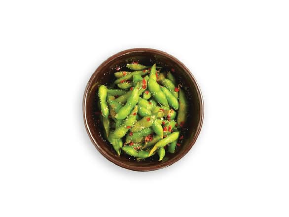 edamame with chilli + garlic salt (vg)