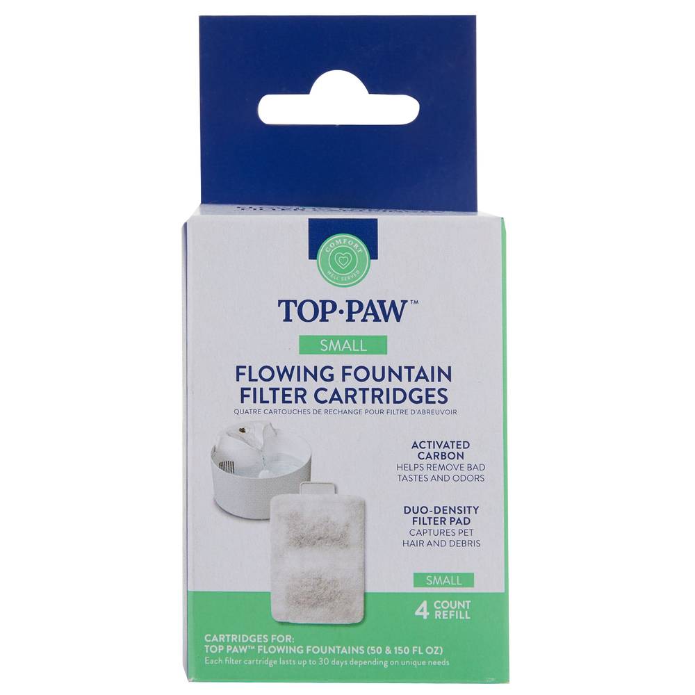 Top Paw® Dog Flowing Fountain Filter Cartridges - 4 Pack (Color: White, Size: Small)