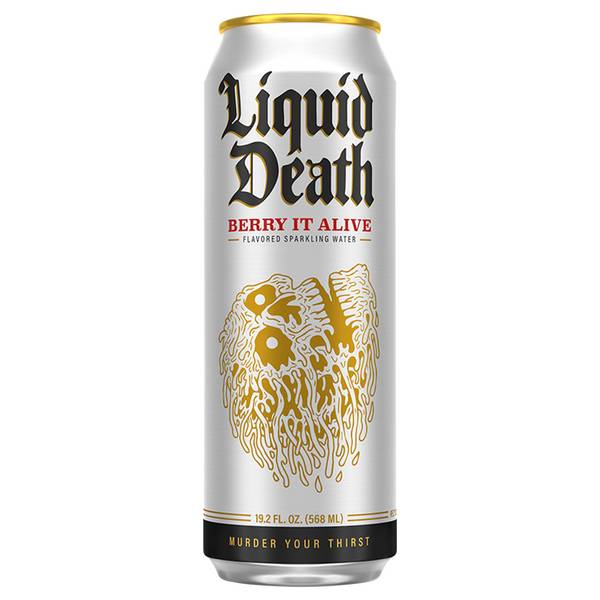 Liquid Death Berry It Alive Flavored Sparkling Water With Agave (8x 19.2oz cans)