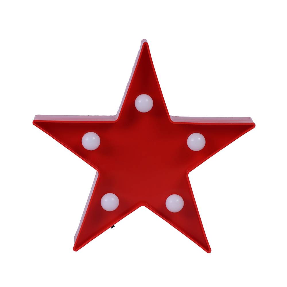 Figura De Luz Led En Forma De Estrella Plástico Roja 16.5x3.3x16.5 cm