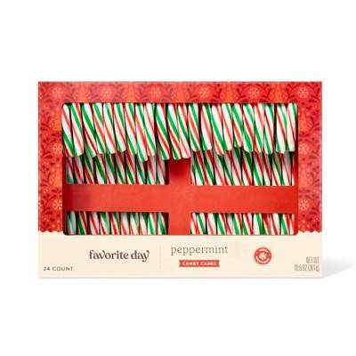 Favorite Day Christmas Green & Red Stripe Candy Canes, Peppermint (10.6 oz, 24 ct)