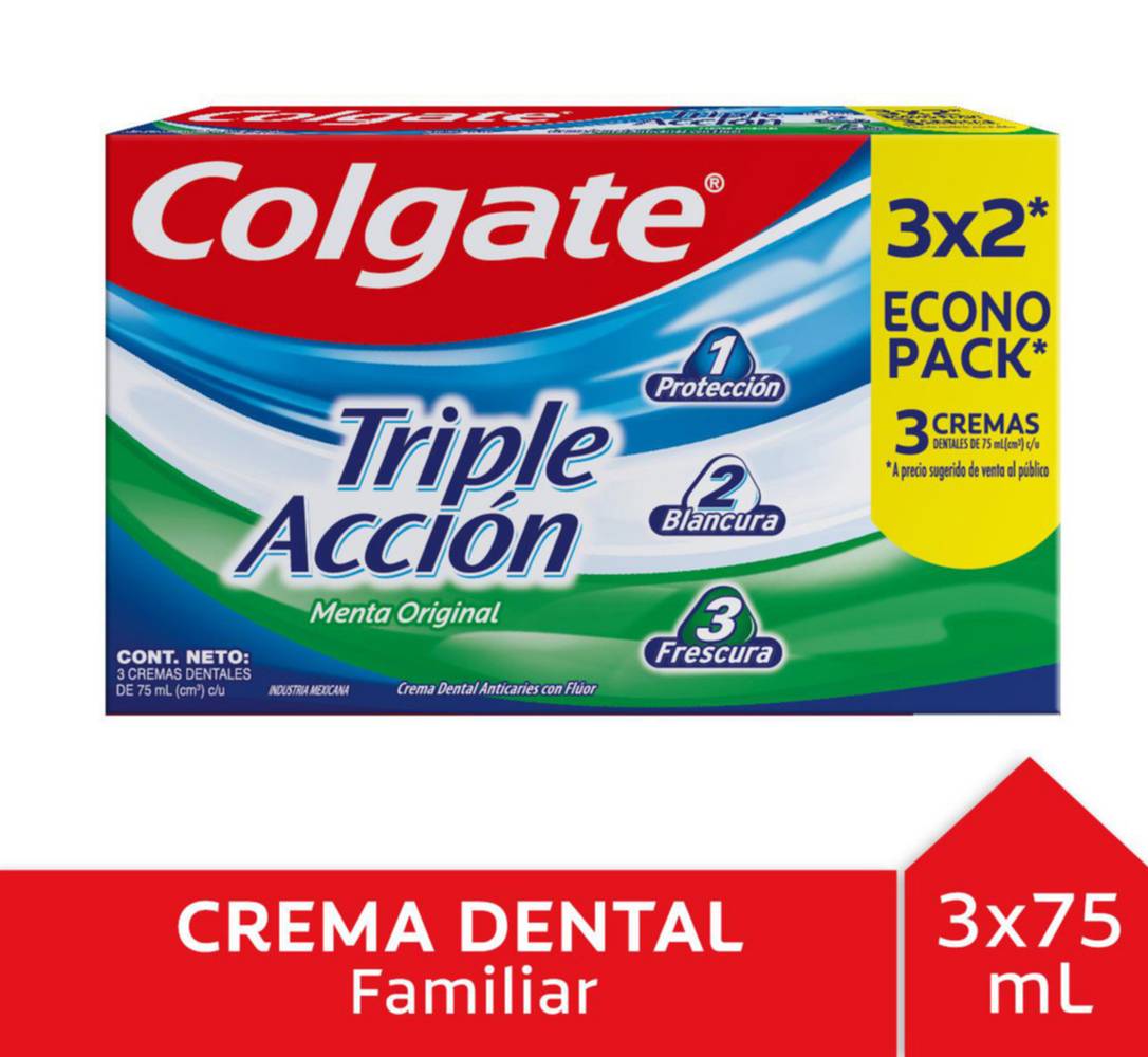 Colgate · Pasta dental de triple acción (3 x 75 ml)