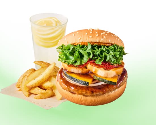 [セット]蓮根と南瓜の黒酢あんバーガー