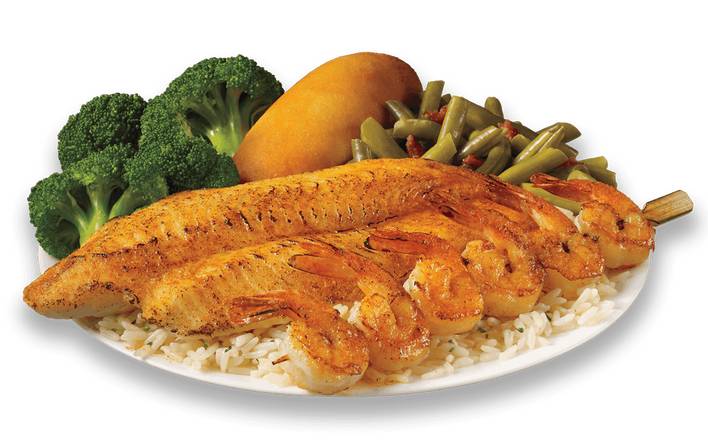 Grilled White Fish & Shrimp Skewer Meal