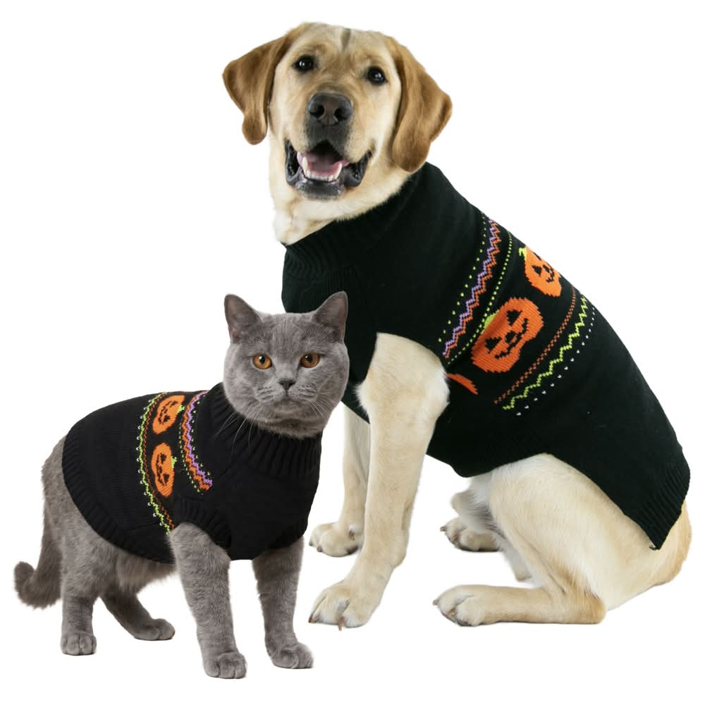 Play On Fair Isle Pumpkin Dog or Cat Sweater, Medium