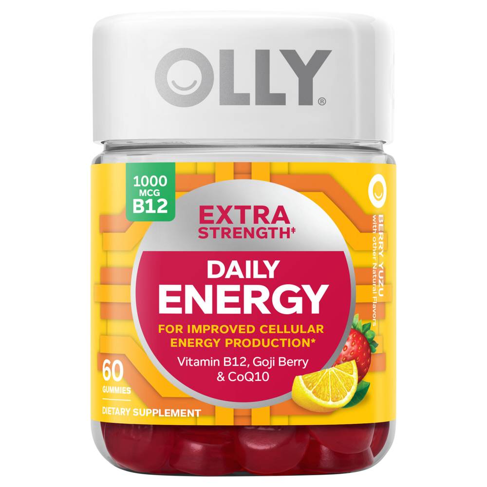 Olly Extra Strength Daily Energy 1000 Mcg Vitamin B12 Gummies, Berry Yuzu (60 ct)