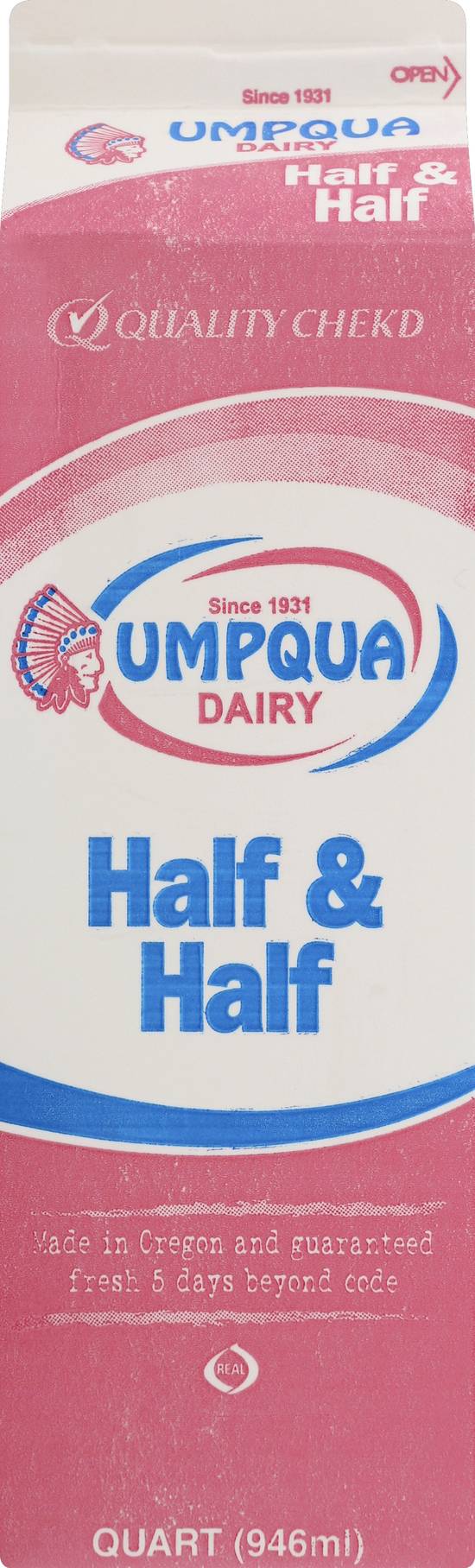 Umpqua Dairy Half & Half (1 quart)