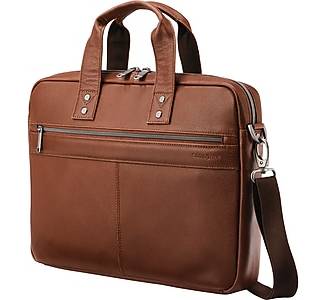 Samsonite Classic Leather Slim Briefcase, Cognac (126038-1221)