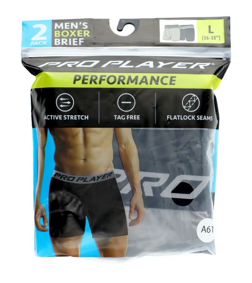 Proplayer Performance Boxer Brief, Men, L, Black-Grey (2 ct)