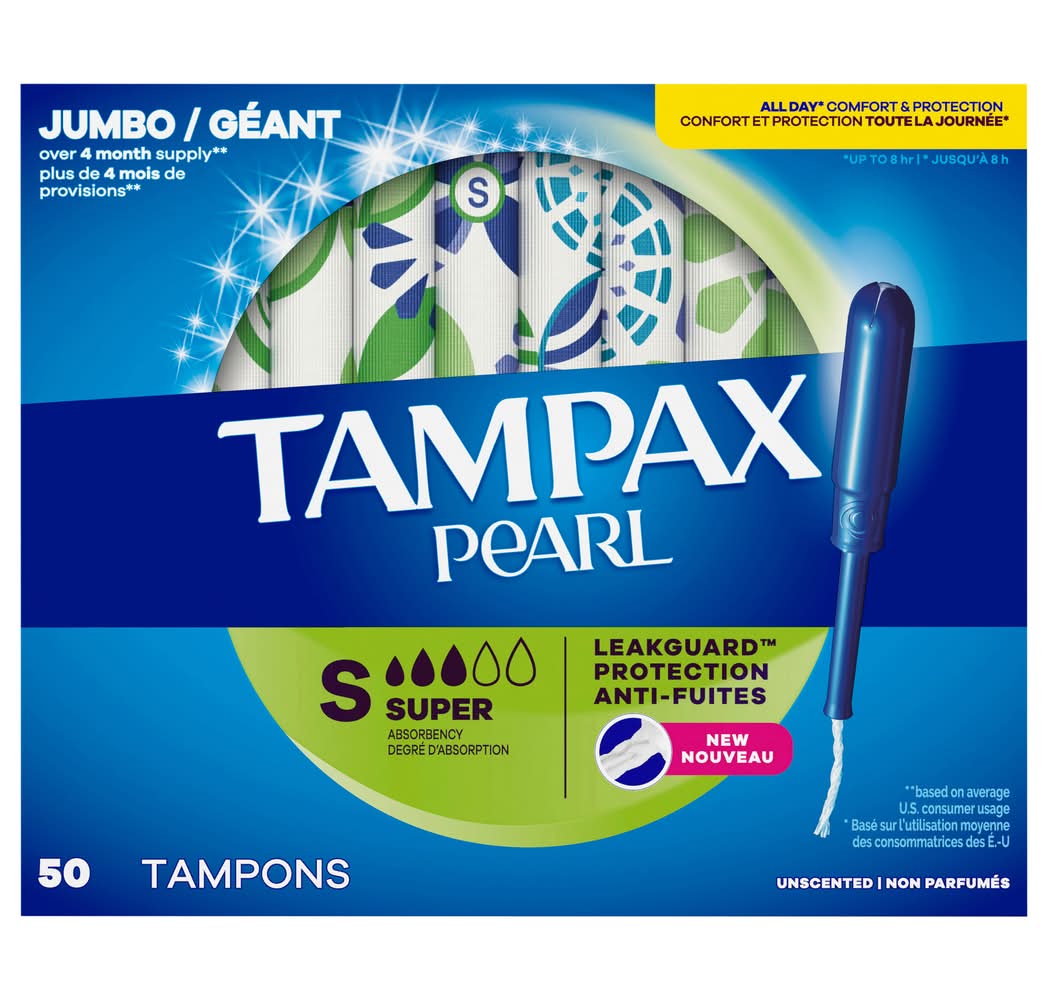 Tampax Pearl Super Absorbency Unscented Tampons (50 ct)