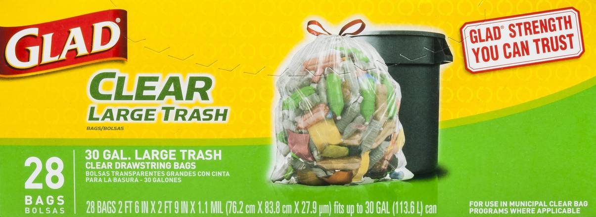 Glad 30 Gallon Clear Large Trash Bags (28 ct), Delivery Near You
