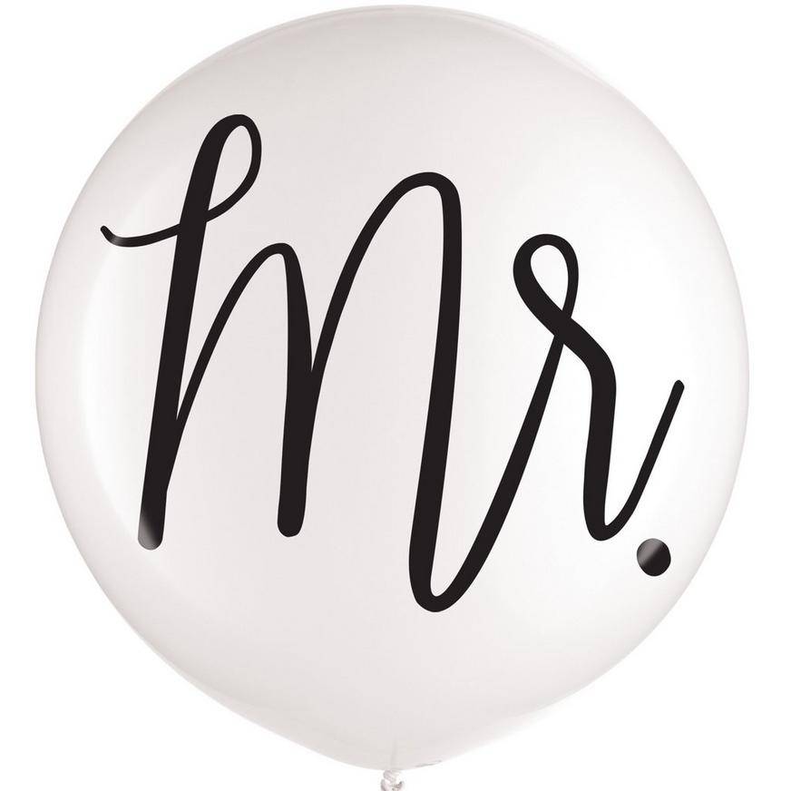 Uninflated Large White Mr. Wedding Balloon, 24in
