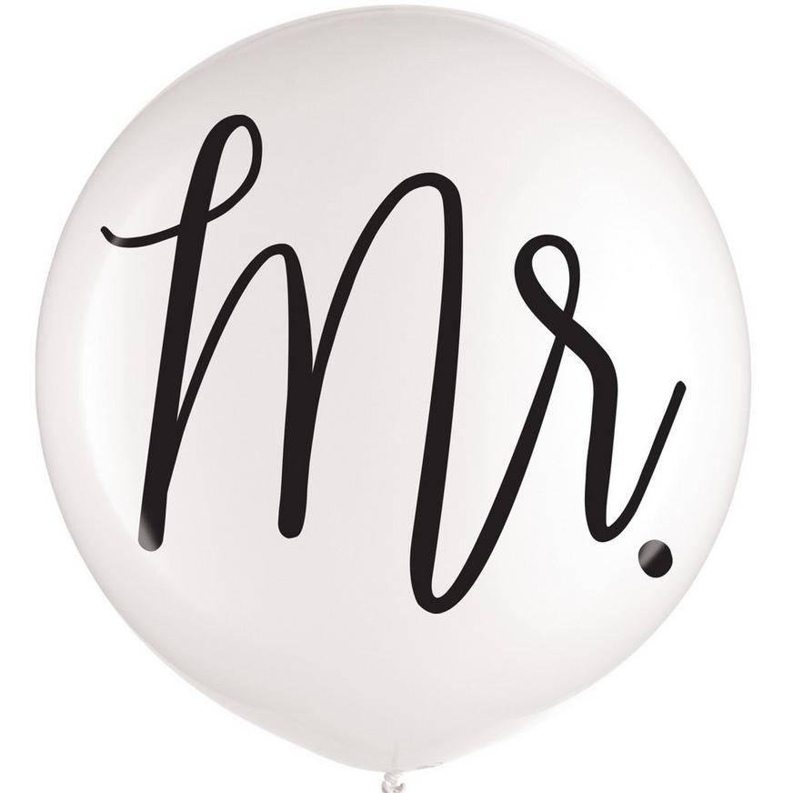 Party City Uninflated Large White Mr. Wedding Balloon (24")