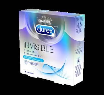 Durex condoms durex invisible extraminces sensibilité exceptionnelle (16 condoms) - invisible extra thin condoms (16 units)