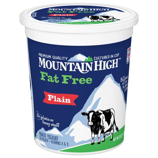 Mountain High Fat Free Plain Yogurt With Vitamin a & D