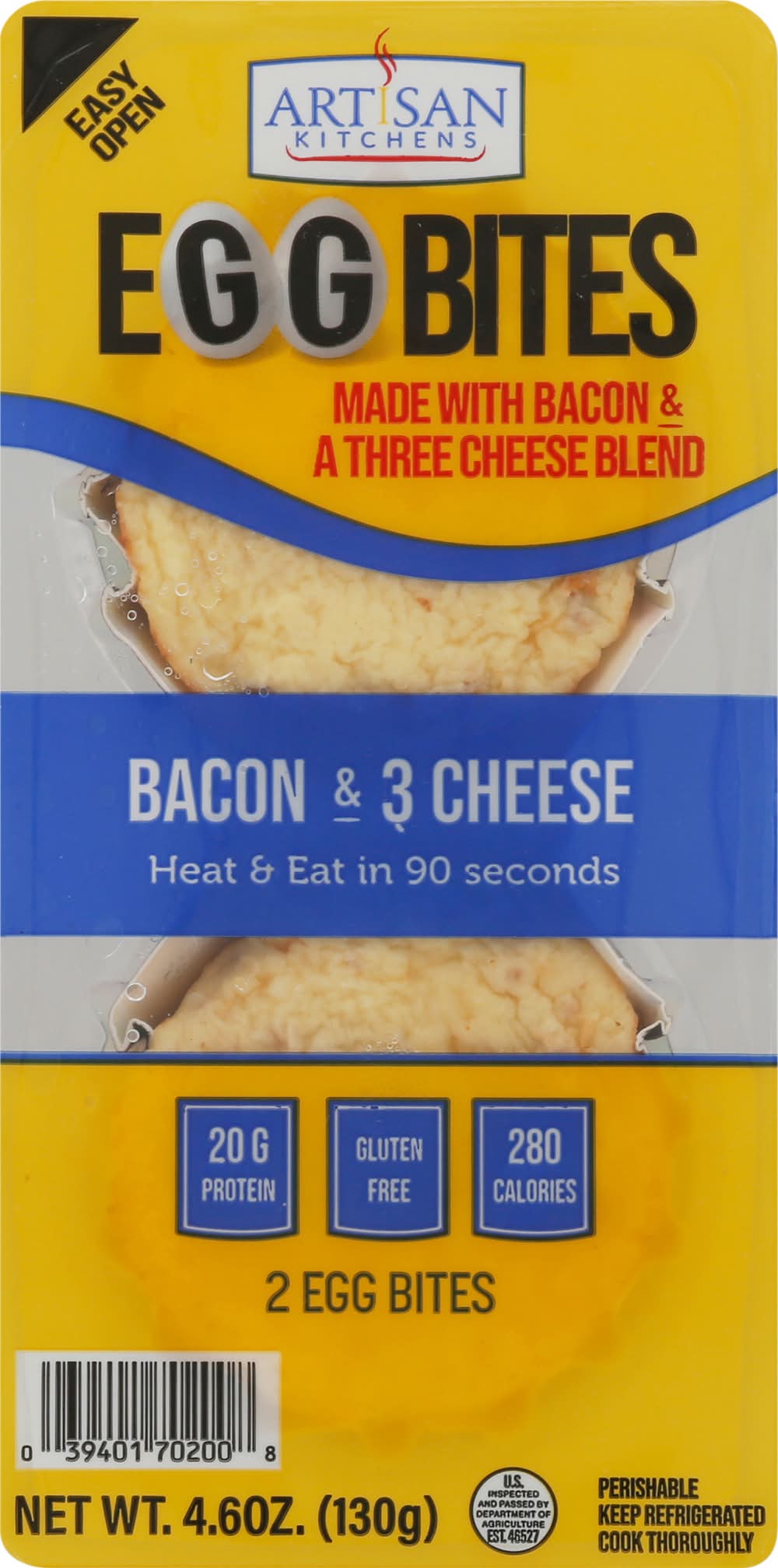 Artisan Kitchens Bacon & 3 Cheese Egg Bites (4.6 oz, 2 ct)