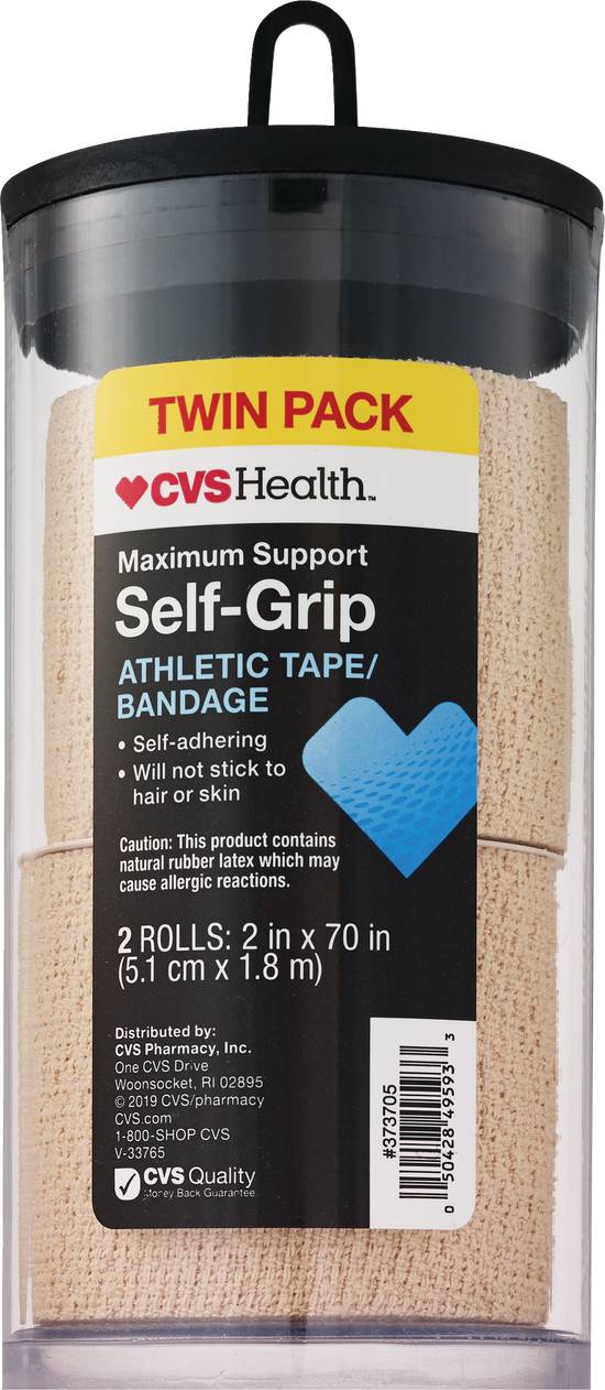 CVS Health Self-Grip Athletic Tape/Bandage, Beige, 2in. x 70in., 2 PACK