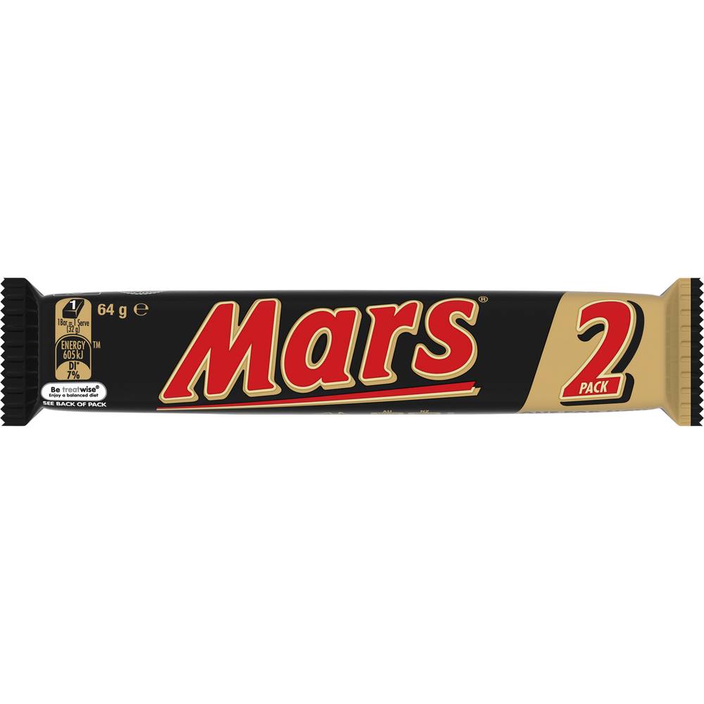 Mars Nougat & Caramel Chocolate Bar (64g, 2 pack)