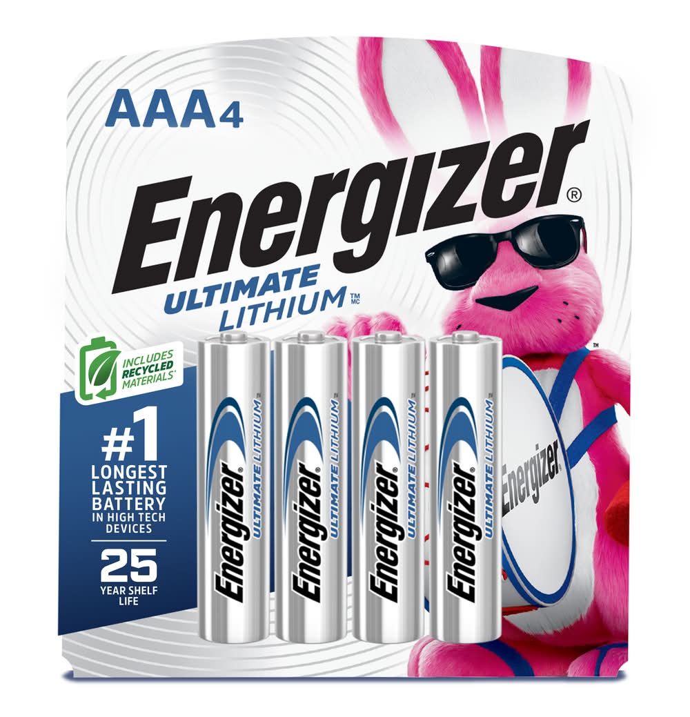 Energizer Ultimate Lithium Batteries, AAA (1.6 oz, 4 ct)