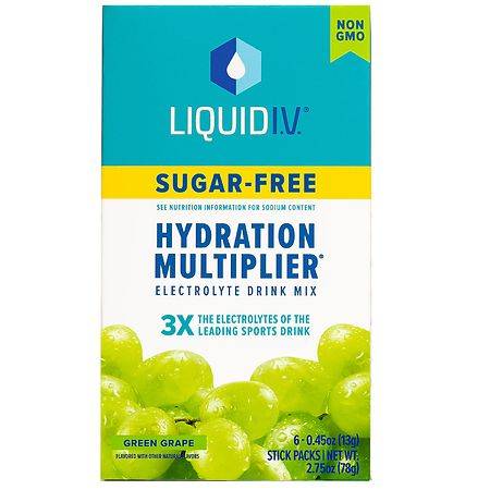 Liquid I.V. Hydration Multiplier - Sugar Free Electrolyte Drink Mix Green Grape, 6ct - 0.45 oz x 6 pack