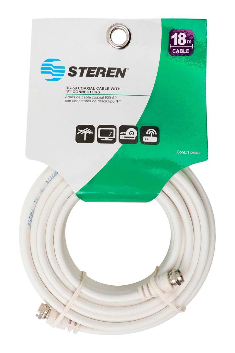 Steren · Arnés de cable coaxial rg-59, 18 m