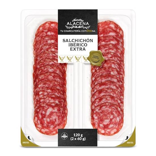 Salchichón ibérico extra Nuestra Alacena bandeja 2 x 60 g