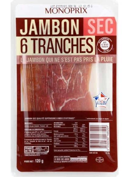 Monoprix - Jambon sec en tranches (6)