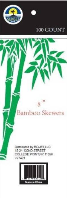 Sunset - 8" Bamboo Skewers - 100 Ct
