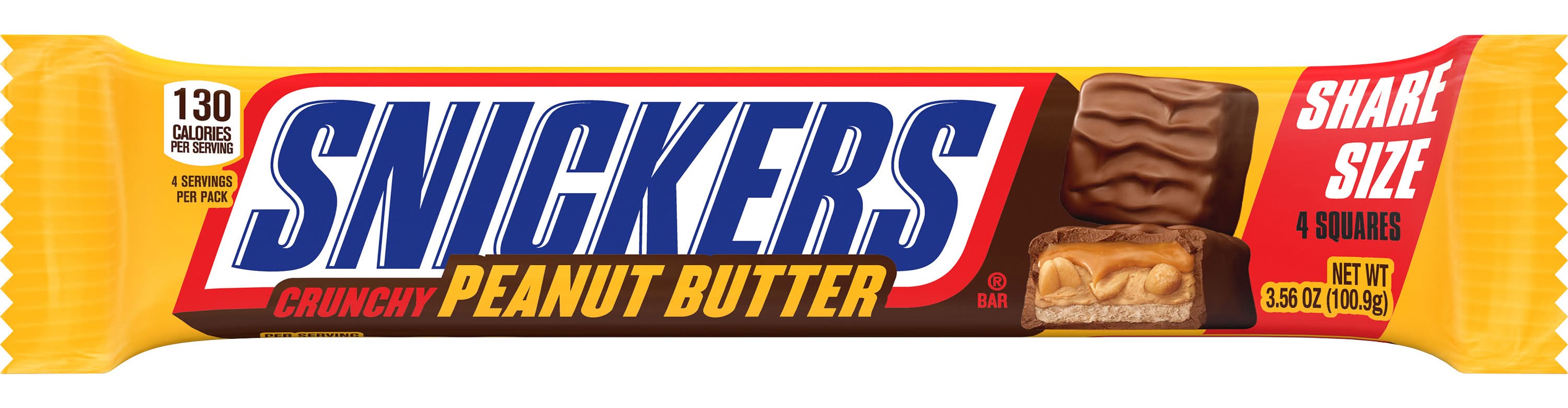 Snickers Squared Chocolate Bars, Peanut Butter (3.56 oz, 4 ct)