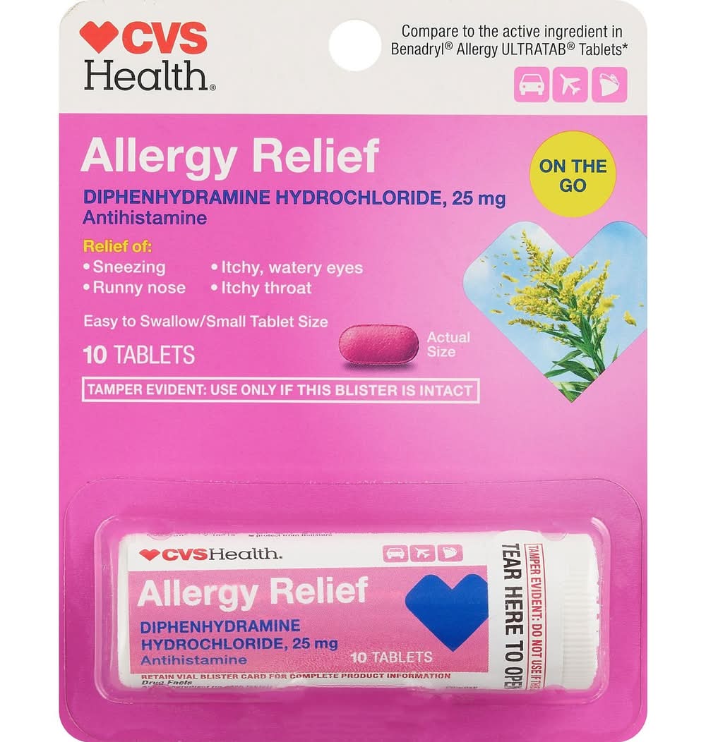 Cvs Allergy Relief Diphenhydramine Tablets, 10 Ct