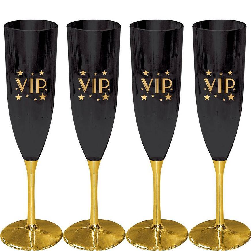 Metallic Gold VIP Champagne Flutes 4ct