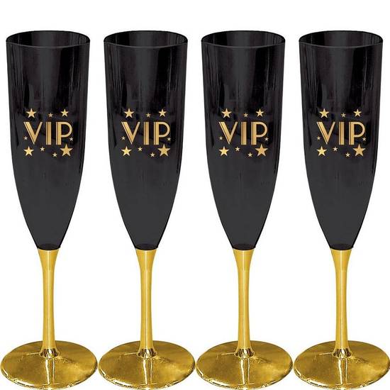 Metallic Gold VIP Champagne Flutes 4ct
