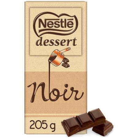 Chocolat noir DESSERT NESTLE - la tablette de 205 g