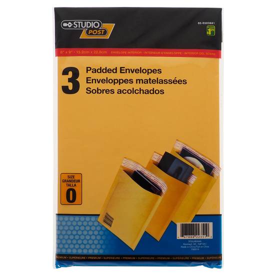 Studio Padded Envelopes 6"X9", 3 Pack (6"x 9")