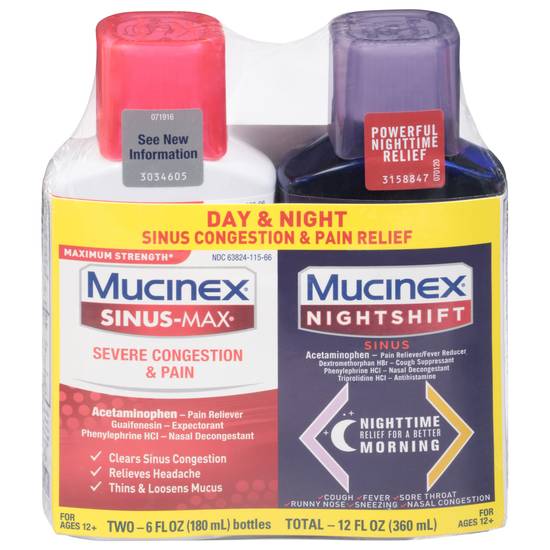 Mucinex Day & Night Sinus Congestion & Pain Relief (2 ct)