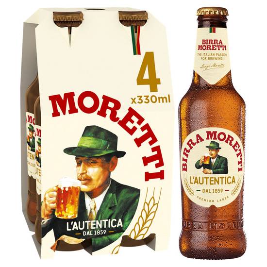 Birra Moretti Premium Lager Beer Bottles 4x330ml