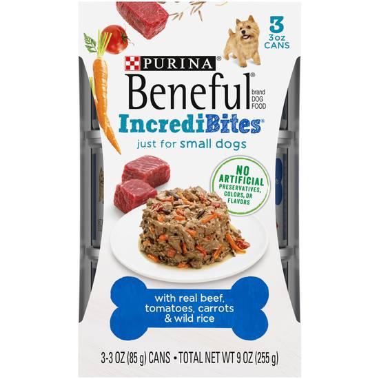 Purina Beneful Incredibites Dog Food (3 ct) ( beef, tomatoes, carrots & wild rice)