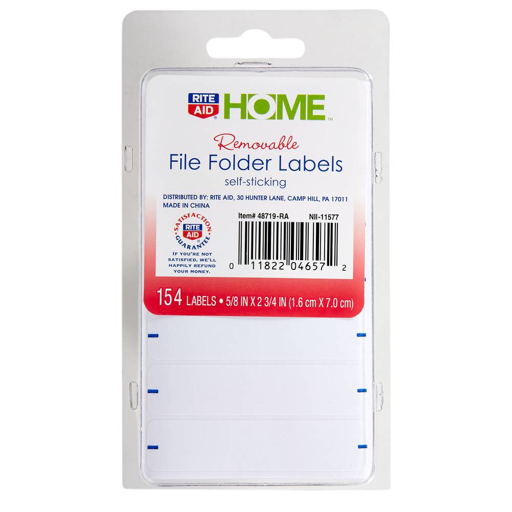 Rite Aid Home Removable File Folder Labels Self Sticking 5/8" x 2 3/4' (154 ct)