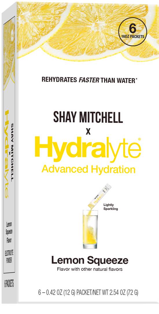 Hydralyte Advanced Hydration Shay Mitchell Powder Sticks - Lemon Squeeze Flavor, 6 ct