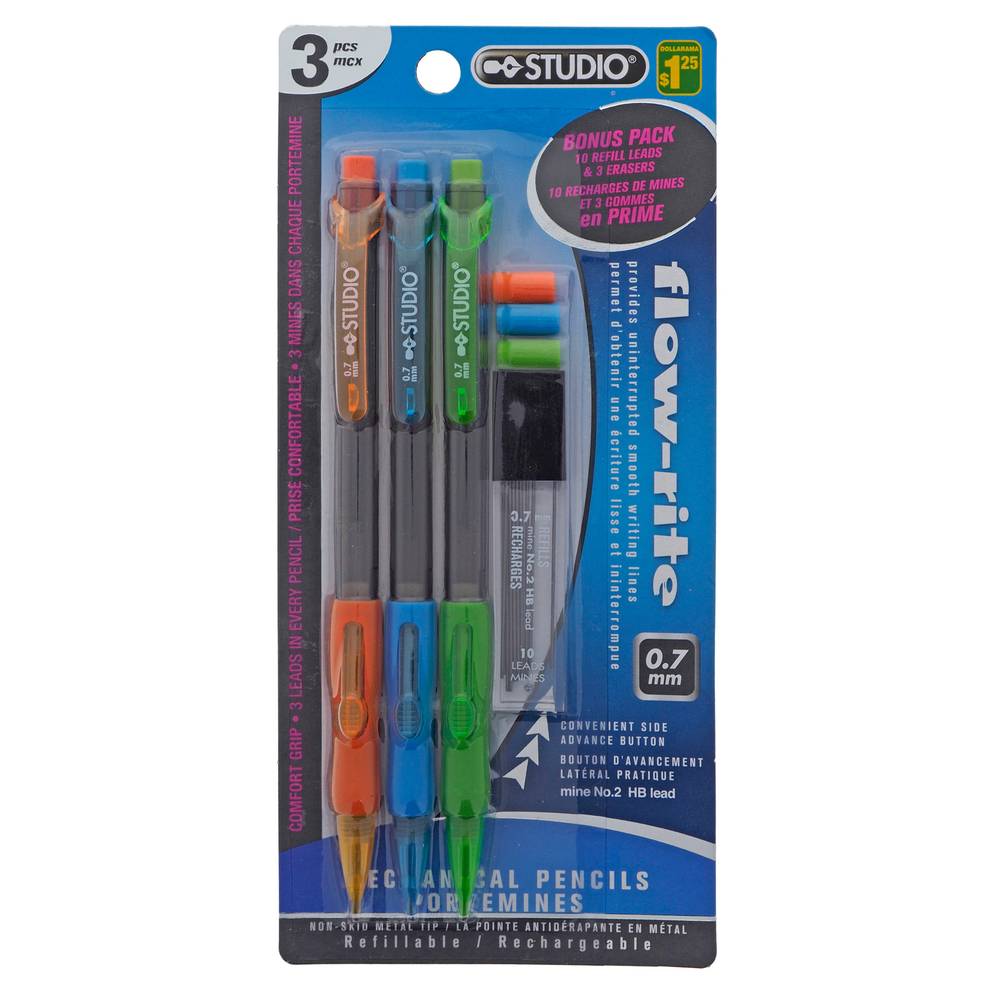 Mechanical Pencil w/Bonus Eraser/Lead,x3