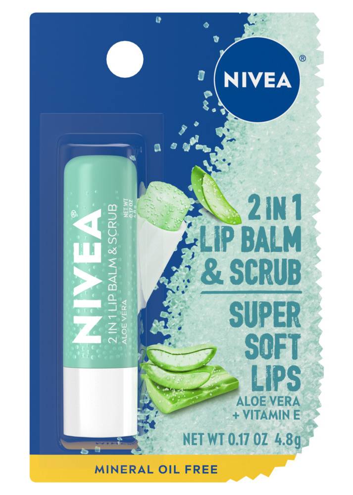 Nivea Aloe Vera + Vitamin E 2 in 1 Lip Balm & Scrub (0.17 oz)