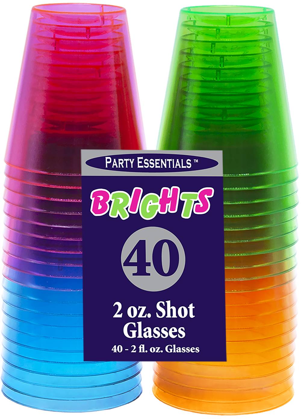 Party Essentials Hard Plastic 2oz Neon Shot Glass (80 fl oz)