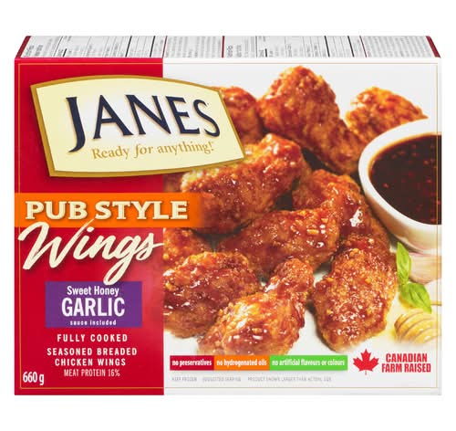 Janes Pub Style Chicken Wings, Sweet Honey-Garlic (660 g)