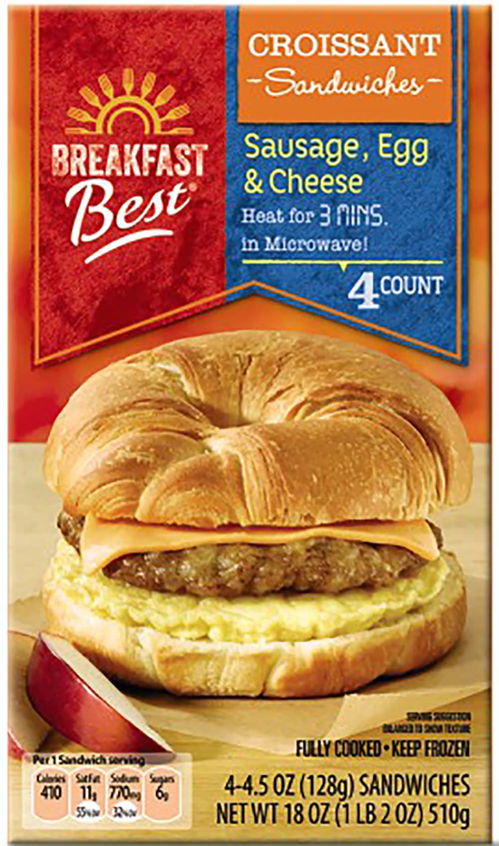 Breakfast Best Croissant Sandwich, Sausage Egg & Cheese (4 x 4.5 oz)