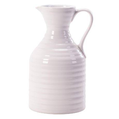 Hometrends White Ceramic Pitcher, 5.71 inch x 5 inch x 9.09 inch, 1 piece