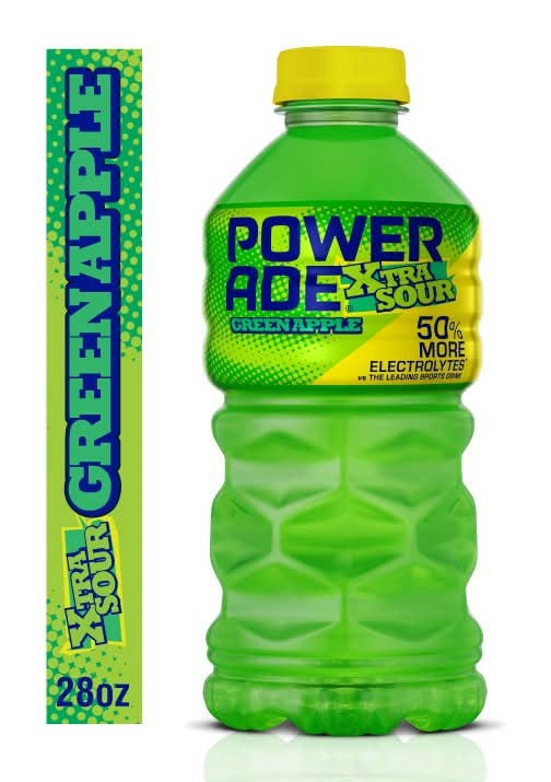 Powerade Electrolyte Sports Drink, Xtra Sour Green Apple (28 fl oz)