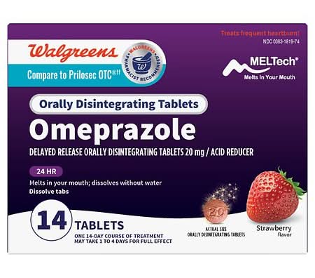 Walgreens Omeprazole Delayed Release Orally Disintegrating Acid Reducer Strawberry Tablets (20 ct)