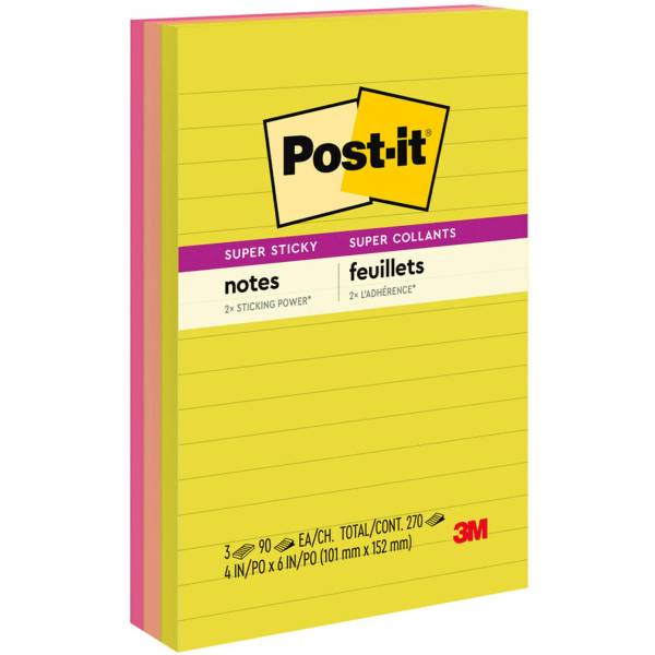 Post-It Super Sticky Notes 4in X 6in (3 ct)