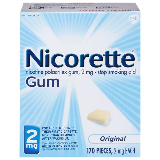 Nicorette 2mg Original Unflavored Stop Smoking Nicotine Gum (170 ct)